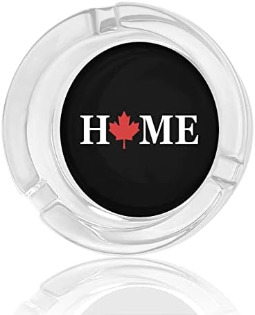 Home Canada Canada Maple Leaf Glass Bandeja de cinzas redonda Caso de cinzas cinzas para decoração de mesa de hotel