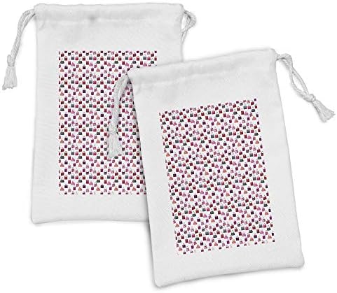 Conjunto de bolsas de tecido de moda de Ambesonne de 2, imagem repetitiva de sacos coloridos sacos e bolsas Ladies Choice Print,