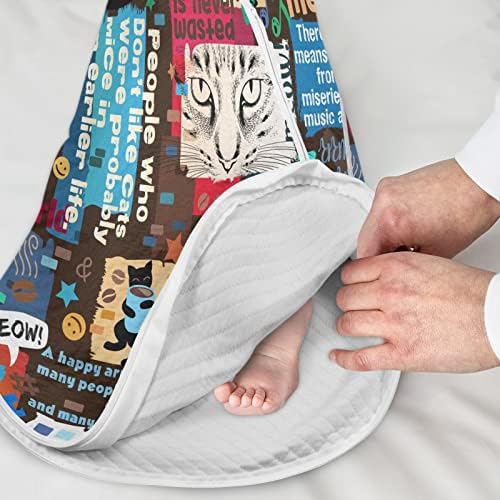 Vvfelixl Unisisex Collage Cats Saco de dormir para bebês, cobertor vestível de bebê, bebês de sono, terno de sono para criança