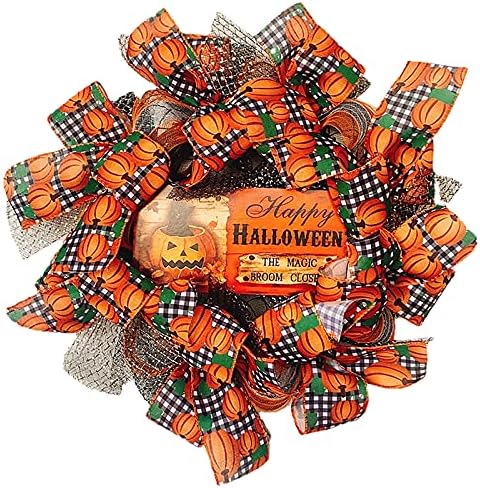 LIGAMENTO DOGRA DO ETAGEM DE HALLOWEEN Decorações do Halloween Carbarn Decorações de cair na coroa de caça, a coroa de portas de Ação de Graças do Maple Autumn para decoração de Halloween