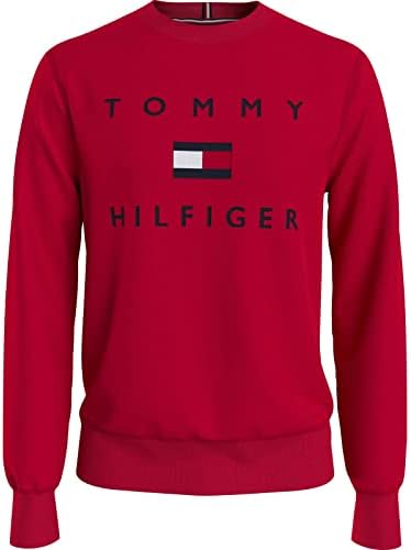 Tommy Hilfiger Men's Long Slave Fleece Logo Crewneck Sweatshirt