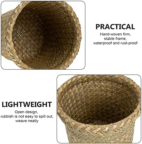 Zerodeko tecida Armazenamento de cesta de cesta de cesta de cesta de cesta de grama marinho de grama de grama de lixo de lixo de lixo de lixo para o quarto de cozinha em casa verde escuro