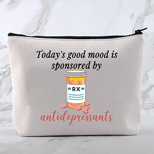 Mnigiu Antidepressivos engraçados Bolsa cosmética Presente de saúde mental de hoje o bom humor é patrocinado pela