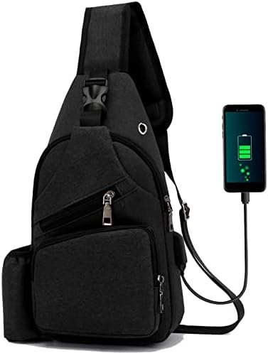 Sling Bag - Mochila de ombro Bolsas de peito Daypack para mulheres e homens com porta de carregamento USB