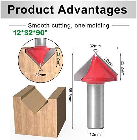 MMDSG V Groove Bit, chanfro de flauta de 12 mm e cortador de moagem de chanfro, ferramentas de gravura com ponta de