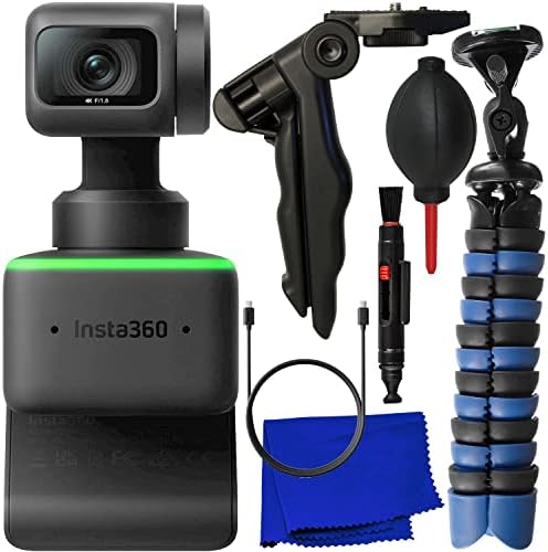 Ultimaxx Insta360 Link UHD 4K Ai Webcam Tripod Bundle + Acessórios do fabricante, mini tripé “Gripster”, 6,5 ”Tripé“ Pistola