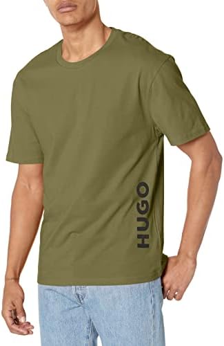T-shirt de manga curta de algodão vertical do LOGO MEMINO DE HUGO