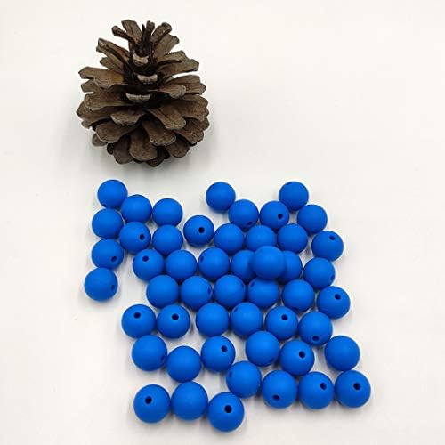 50pcs De profundidade de cor azul -céu de silicone redondo contas sensoriais de 15mm de silicone pérola Mom de colar de jóias