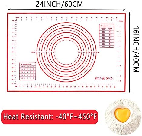 Grande tapete de massa de silicone, antiaderente, tapete grosso com medição, tapete de tapete fondant para rolamento de massa,