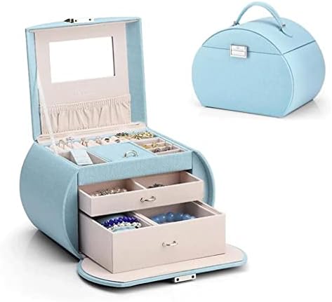 Dann portátil caixa de jóias portátil Compartimento multi-camada Armazenamento de jóias de jóias de couro de lareira caixa de