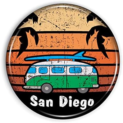 Ímã de ônibus de San Diego forte e flexível ímã de refrigerador de ônibus de San Diego 1,1 polegada Dome