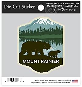 Adesivo de corte Mount Rainier National Park, Washington, Ursos, Vector, Adesivo de Vinil Contour 1 a 3 polegadas, Pequeno