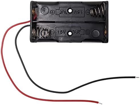 Ex Electronix Express 25 Pack AA 2 Porta de bateria com fios, segura duas baterias AA, 2,3 x 1,3 x 0,5 , preto de plástico