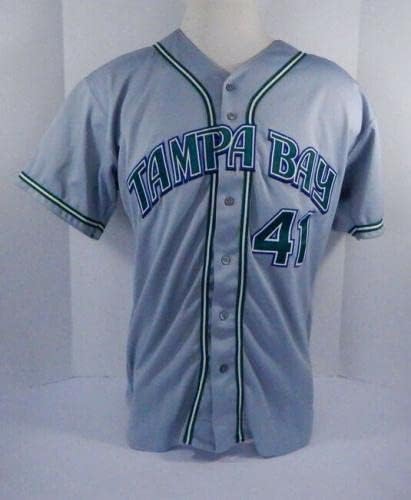 2001-02 Tampa Bay Devil Rays Paul Wilson 41 Game usou Grey Jersey DP06400 - Jerseys de jogo MLB usado