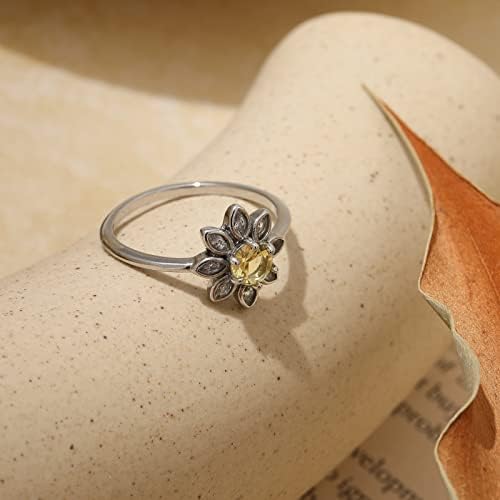 Diowus Vintage Silver e Rose Gold Color Dragonfly Gunflower Ring, Boho Sunflower Rings for Women Aniversário de Aniversário de