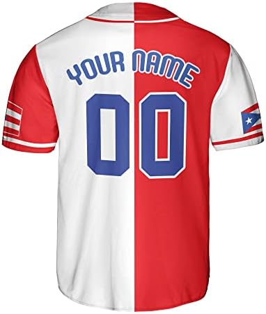 Jersey de Baseball de Porto Rico, camisa personalizada, Camisa de Porto Rico, Homens de Jersey de beisebol, camisa