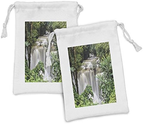 Conjunto de bolsas de tecido da floresta tropical de Ambesonne, Huay Mae Khamin Cachoeira no tema de viagens de férias