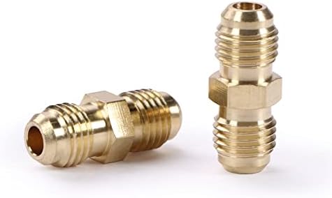 2pcs 1/4 de polegada flare masculino x 1/4 de polegada Male Male Connector Adaptador de gás UNION UNION BRASS ACUPLOR DUE