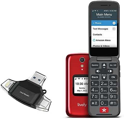 BOXWAVE SMART GADGET Compatível com Jitterbug Lively - AllReader SD Card Reader, MicroSD Card Reader SD Compact USB para Jitterbug Lively - Jet Black