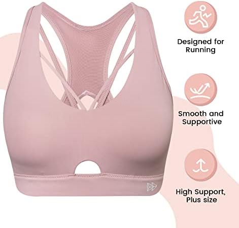 Yvette Sports Bra High Impact - Strappy Criss Cross Sports Bra Suporte total para ginásio de fitness plus size