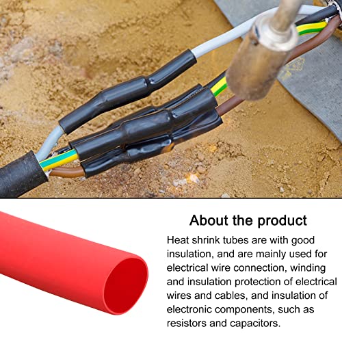 Tubulação de encolhimento de calor de rebaste 2: 1 embrulho de tubo de manga de cabo, [para proteção de isolamento elétrico] - 4mm dia/16ft/vermelho