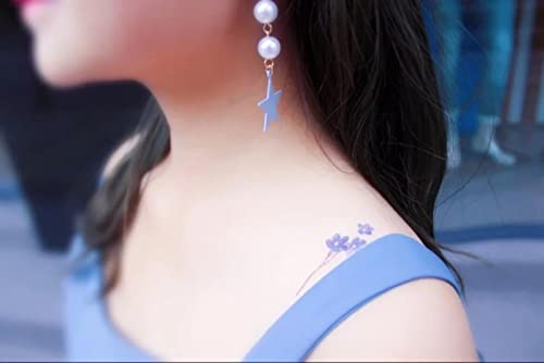 5 lençóis adesivos de tatuagem Flores de tornozelo lindos azuis frescos pintados à mão Tatuadores de longa duração