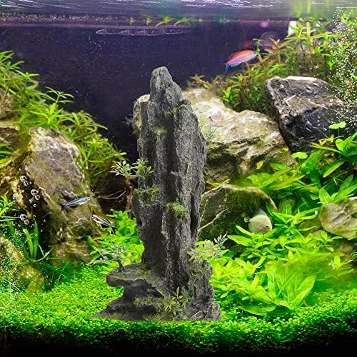 ANRUI AQUARIUM VION VIENTE DE PEDRAS Decorações resin Rock Aquascaping Ofning Cave Ornamentos grandes Acessórios de tanques de peixes Decorações com pequenas plantas, 14,4 polegadas de altura
