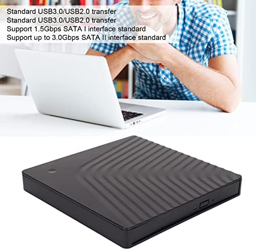 Caixa de acionamento de DVD externo PLPLAAOO, caixa de acionamento externo, destacável USB3.0/USB2.0 5 Gbps de laptop