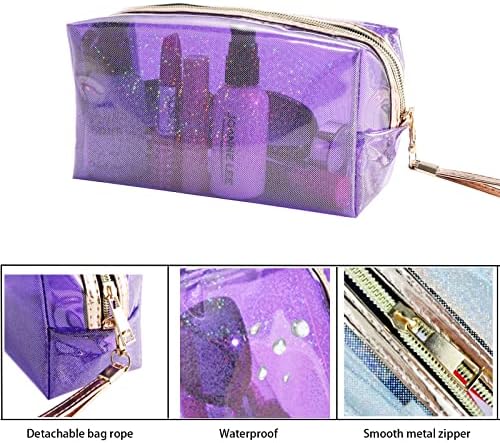 Yangrow 4pcs Bolsas de cosméticos impermeáveis ​​PVC Bolsa de higiene pessoal com zíper transparente com alça Bolsa de maquiagem