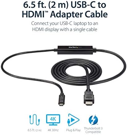 Startech.com 6ft USB -C para cabo HDMI - Cabo do adaptador USB tipo C para HDMI - 4K 30Hz - Black - Stock Limited, veja Item