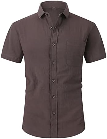 Camisa de vestido de linho de algodão Cambkatl para homens de verão casual manga de manga curta camisetas de ajuste regular de coloração sólida camisa de praia