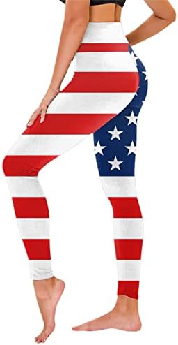 Leggings de ioga para mulheres com cintura alta a bandeira dos EUA Estrela Estrela de ioga