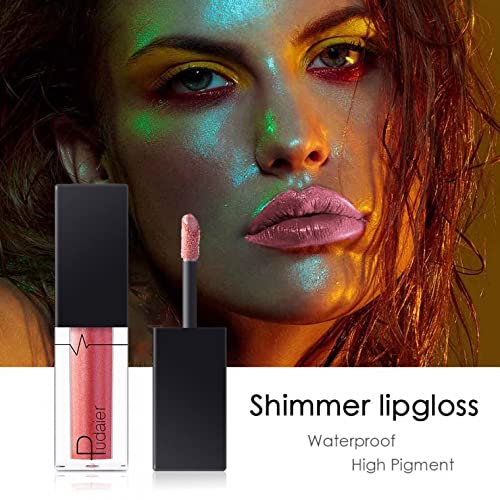 1pc Lip Lip Gloss Matte Shimmer Liquid Batom Nude/Bold Metallic Color