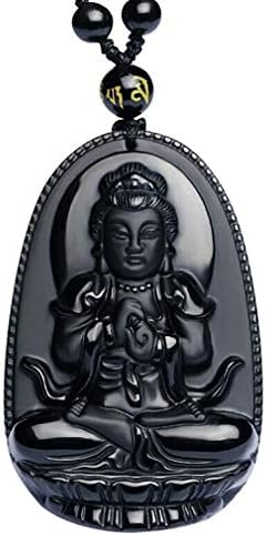 C1LINT7785631 Jade Buddha Pingente Colar Bodhisattva Amulet Talisman feito de Gemito de Obsidiana