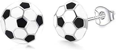 Invyou Sports Stud Brincos 925 futebol de prata esterlina, futebol, basquete, vôlei, tênis, brincos de beisebol para homens homens