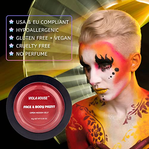 Viola House Face Paint, Body Paint Water Baseado no rosto e maquiagem corporal, efeito especial Cosplay Cosplay de Natal Halloween