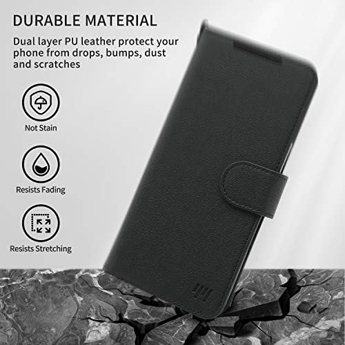 Double-N para Samsung Galaxy Note 20 Caso, Caixa de carteira de couro PU com porta-pulso Caso de proteção à prova de choque Strap