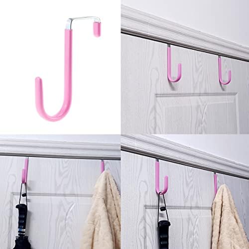 Zningesxi sobre a coroa de portas gancho de 2pcs metal pendurado em toalhas de serviço pesado ganchos para armário de cozinha banheiro banheiro saco de sapatos Chapéu de planta organizadores rosa