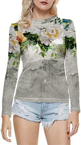 Blusa de chiffon feminina estampada transparente sexy top top da moda impressão de mangas compridas camisa mock rush tunic tee