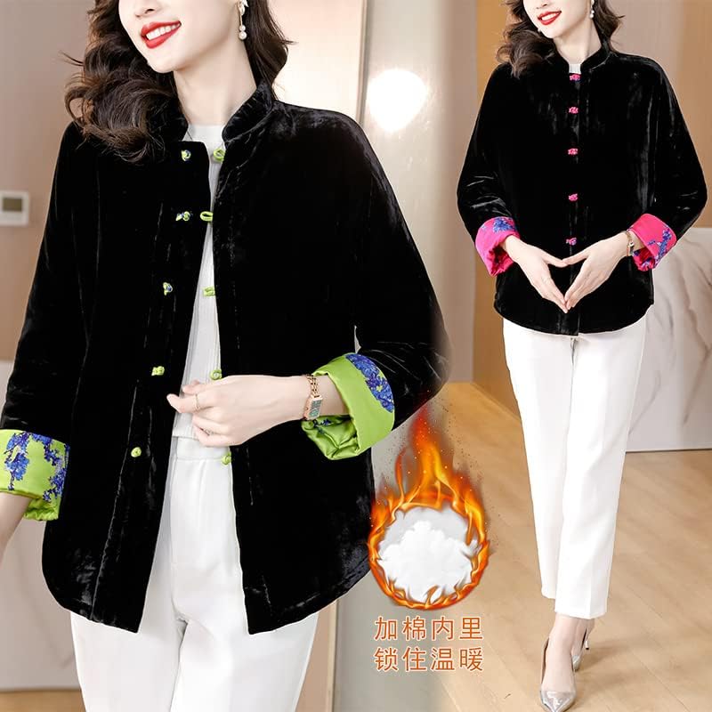 Iluminação do nascer do sol vintage Tradicional China Jacket Mulheres Modernas Tang Ano Roupas de estilo chinês Casacos espessos