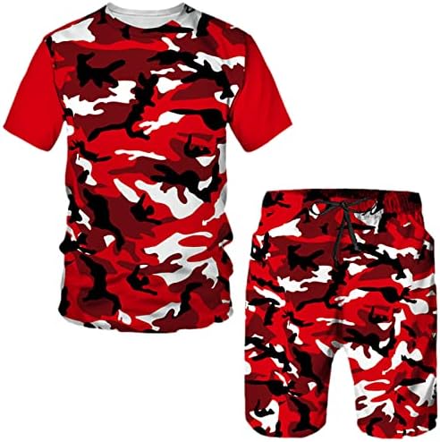 Verão 3d camuflagem impressa de camuflagem masculina/shorts Casual Casual Manga curta Roupa Roupe