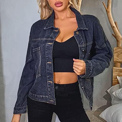 Cardigan de roupas de lounge de prdecexlu para mulheres cortadas com manga comprida Moda de primavera Slim V Neck Cowgirl Button Up