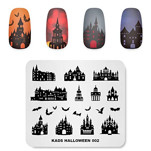 Rolabling unhas placas de estampagem de halloween temas castelo bastão modelos de imagem unha placa de arte manicure design