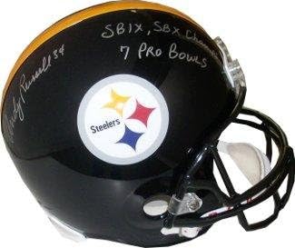 Andy Russell assinou o Pittsburgh Steelers FS Rep Helmet SB IX, SB X Champs e 7 Pro Bowls- JSA HOLOGRAMO - Capacetes NFL autografados