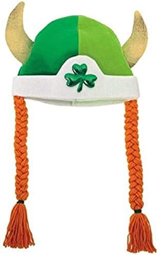 AMScan Shamrock Viking Hat com tranças, multicolor, 21 x 12