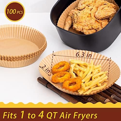 Air Fryer Disponível de papel de papel, 100pcs 6,3 polegadas Fryer Fryer Baking Pergam