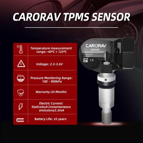 Sensor de Carorav TPMS, 434MHz Monitor de pressão do pneu Sistema de monitor 4pcs Substituição para Jeep Cherokee Dodge
