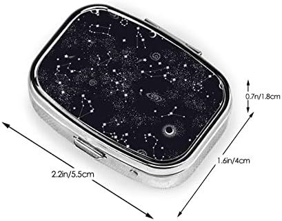 Caixa de mini -comprimidos do Space Zodiac Square com viagens espelhadas Compartilhamentos compactos portáteis Caixa de comprimidos