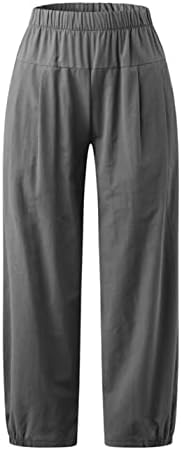 Calças de linho zontroldy Capri para mulheres com cintura alta ioga de perna larga Cappris calças colheita de moletom