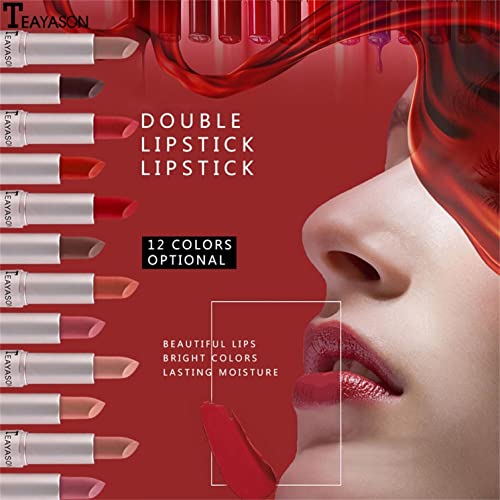 Zitiany 2-em-1 Longo Longo Lip Glaze Velvet Lipstick-Textura fosca Longo Lipe Lip Stick Multifuncional-Lipstick líquido de cabeça